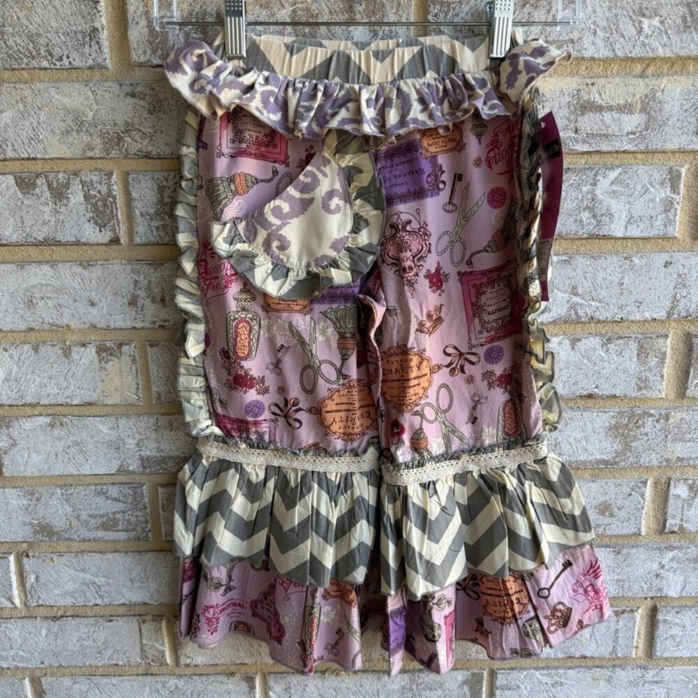 Mustard Pie Parisian Print Ruffle Cotton Pants Girl's Size 7